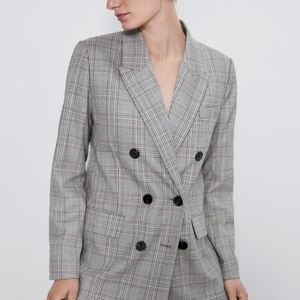 DOUBLE BREASTED PLAID JACKET